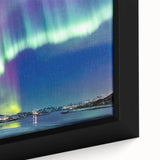 Extra large framed canvas featuring a textured, colorful abstract of a Finnish landscape, ideal for living room decor.