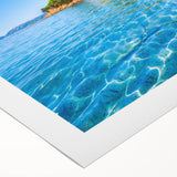 Art deco poster featuring a scenic Corsican landscape with muted earth tones on rolled canvas.