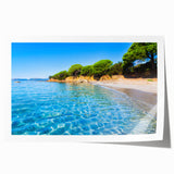 Extra large rolled print of Corsican landscape with vibrant floral foreground, ideal for dining room wall art.