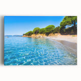 Black and white photograph of Corsica landscape on stretched canvas, ideal for kitchen wall art.