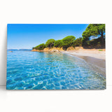 Black and white photograph of Corsican coastline on large stretched canvas, suitable for kitchen wall art.