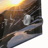 Large abstract depiction of the French Alps in muted earth tones on acrylic glass, suitable for dining room art.