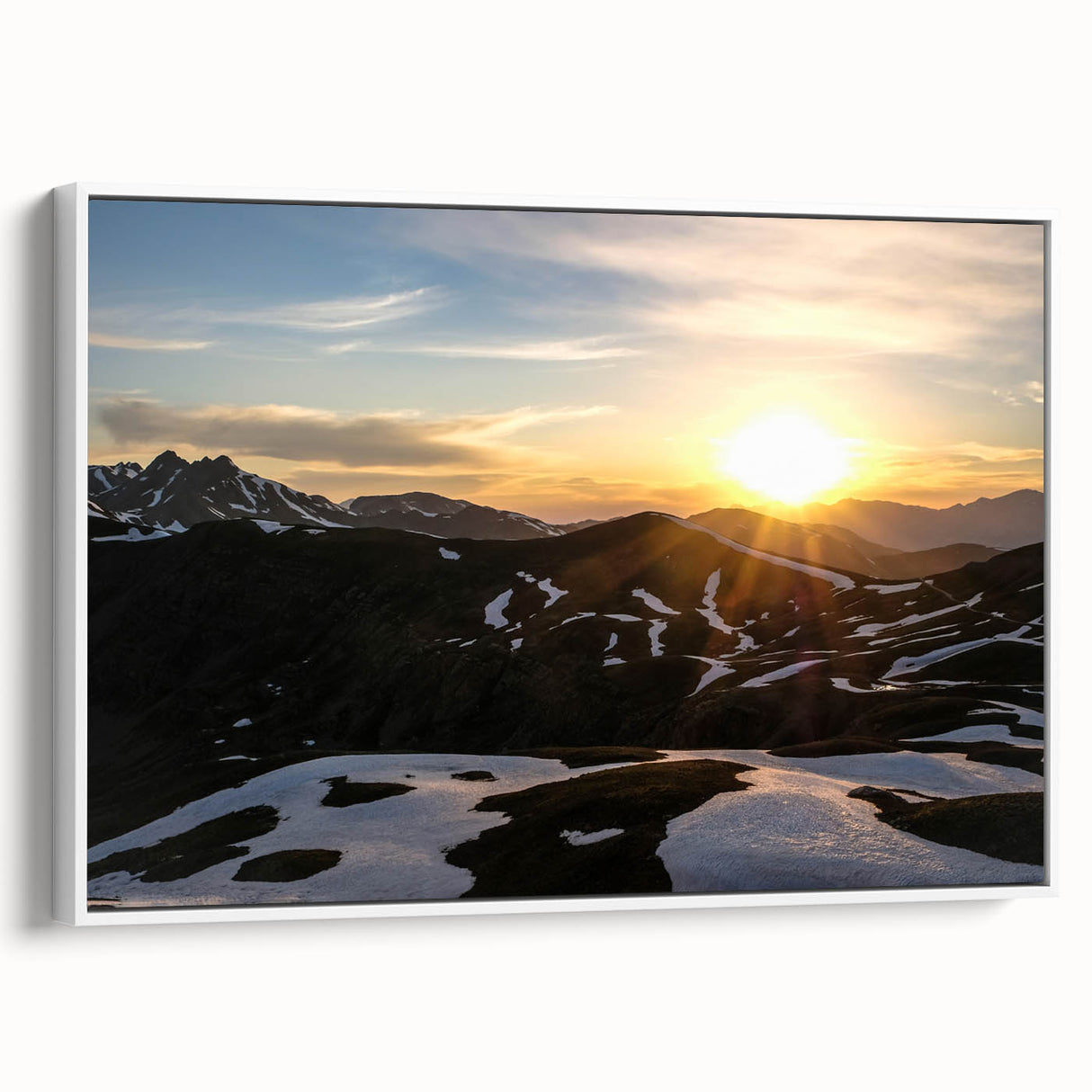 Vintage poster art of French Alps in colorful hues on extra large framed canvas, ideal for living room decor.
