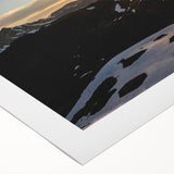 Art deco poster of the French Alps in muted earth tones on rolled canvas, suitable for dining room wall art.