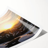 Extra large wall art of the French Alps in line art style, featuring muted floral elements.