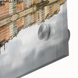 Large abstract wall art of Lyon scenery in muted earth tones on acrylic glass, ideal for dining room ambiance.