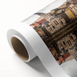 Art Deco poster of Lyon, France in muted pastel colors on rolled canvas, ideal for nursery wall art.