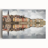 Black and white large art print of Lyon scenery on stretched canvas, ideal for kitchen wall art or bedroom ambiance.
