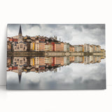 Black and white large art print of Lyon cityscape on stretched canvas, suitable for kitchen wall art.