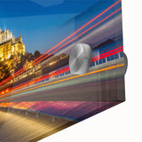 Large abstract wall art depicting a French scenery in mid-century modernist style on acrylic glass.