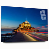 Large abstract acrylic print of a serene French landscape in soft blue and green tones.