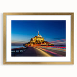 Extra large textured abstract art print of a French scenery in gold frame, suited for living room decor.