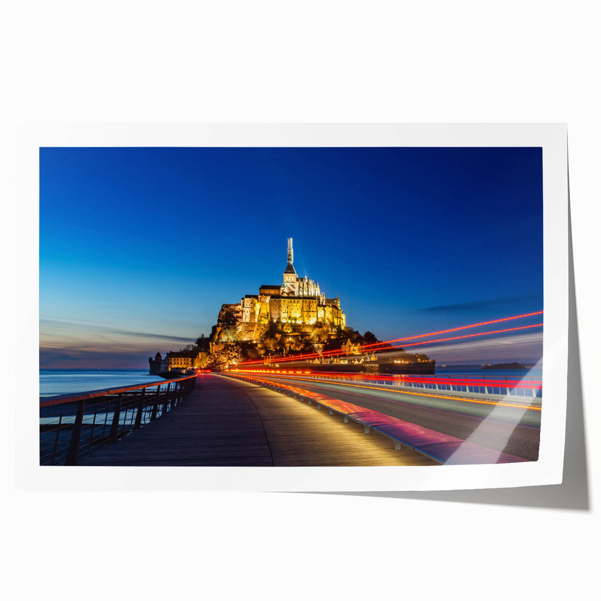 Extra large rolled print of a floral scene in France, showcasing vibrant green and pink tones.