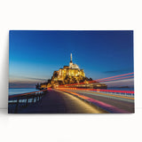 Large black and white photo of a scenic European village on stretched canvas, suitable for kitchen wall art.