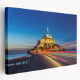 Scenic view of a French landscape on stretched canvas, with lush green tones, ideal for kitchen wall art.