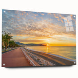 Acrylic print of a large abstract depiction of Nice, France, in muted blue and gray tones.