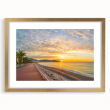 Abstract art print of Nice, France in gold frame with a mat, featuring muted earth tones, ideal for dining room decor.