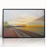 Large abstract wall art of Nice, France in black and white acrylic, framed, ideal for modern living room decor.