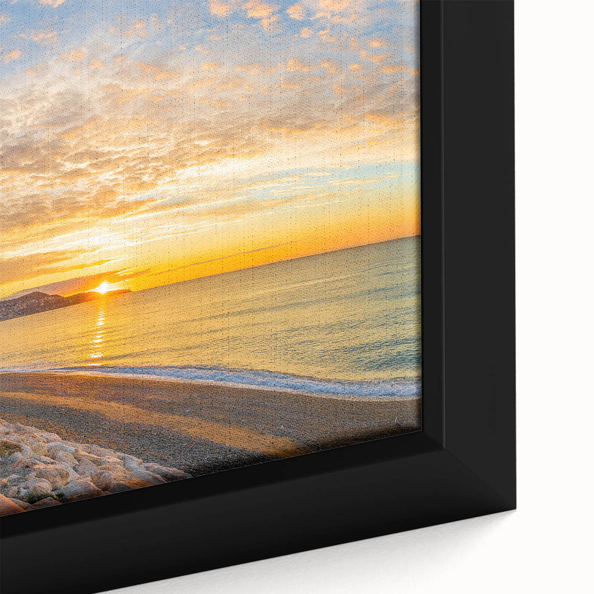 Black wall art of a textured European scenery in Nice, France, in vibrant colors on a framed canvas.