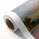 Art Deco style poster of Nice, France in pastel shades on rolled canvas, suitable for nursery wall art or dining room decor.