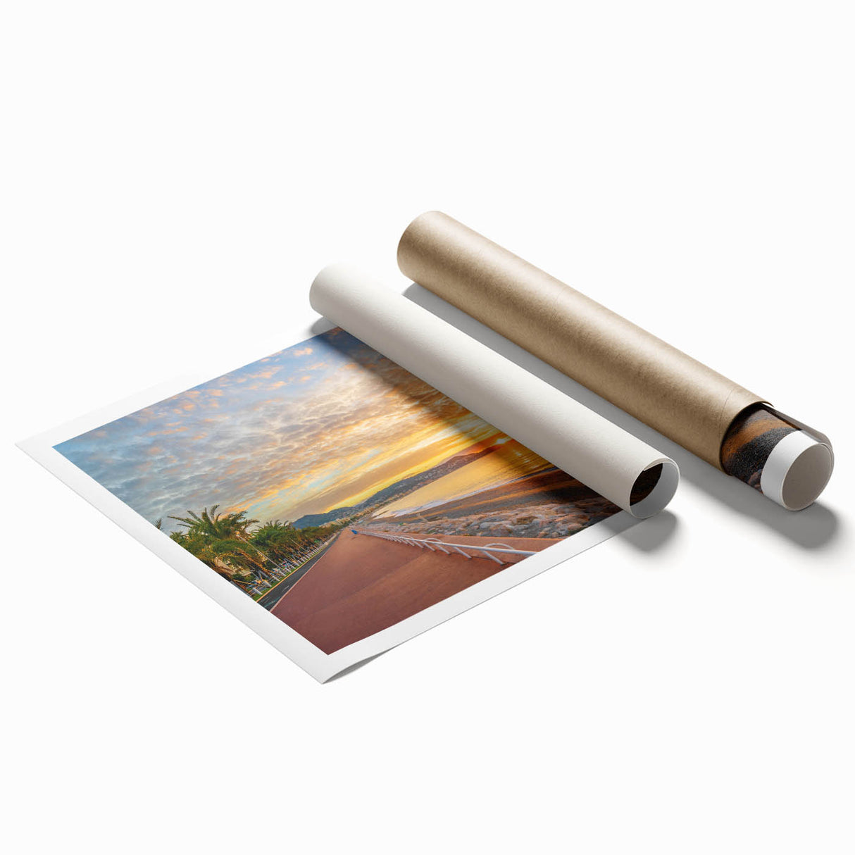 Extra large rolled print of a floral scene in Nice, France, in soft pastel tones, ideal for classy bathroom wall art.