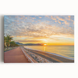 Black and white photograph of Nice, France on stretched canvas, ideal for kitchen wall art.