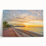 Black and white stretched canvas of Nice, France, with a coastal view, ideal for kitchen wall art.