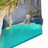 Large abstract depiction of Normandy landscape in muted earth tones on acrylic glass.