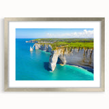 Extra large framed abstract art print of Normandy scenery in muted earth tones, ideal for living room decor.