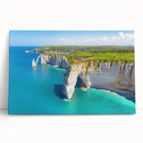 Black and white stretched canvas of Normandy scenery, ideal for kitchen wall art.