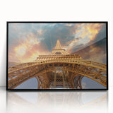 Large abstract wall art depicting a Parisian street scene in muted gray and blue tones on a framed acrylic.