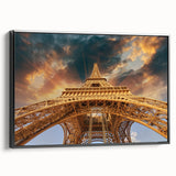 Black and white landscape art painting of Paris on framed canvas, ideal for bedroom wall decor.