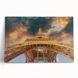 Black and white stretched canvas of Paris scenery, ideal for kitchen wall art.