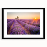 Abstract art print of a Provence landscape in vibrant, colorful hues on a large textured canvas, ideal for living room decor.