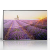 Mid-century modernist art depicting the Provence scenery in muted earth tones, framed acrylic, ideal for nursery wall art.