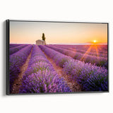 Black and white vintage poster art of a French Provencal landscape on framed canvas, ideal for bedroom decor.