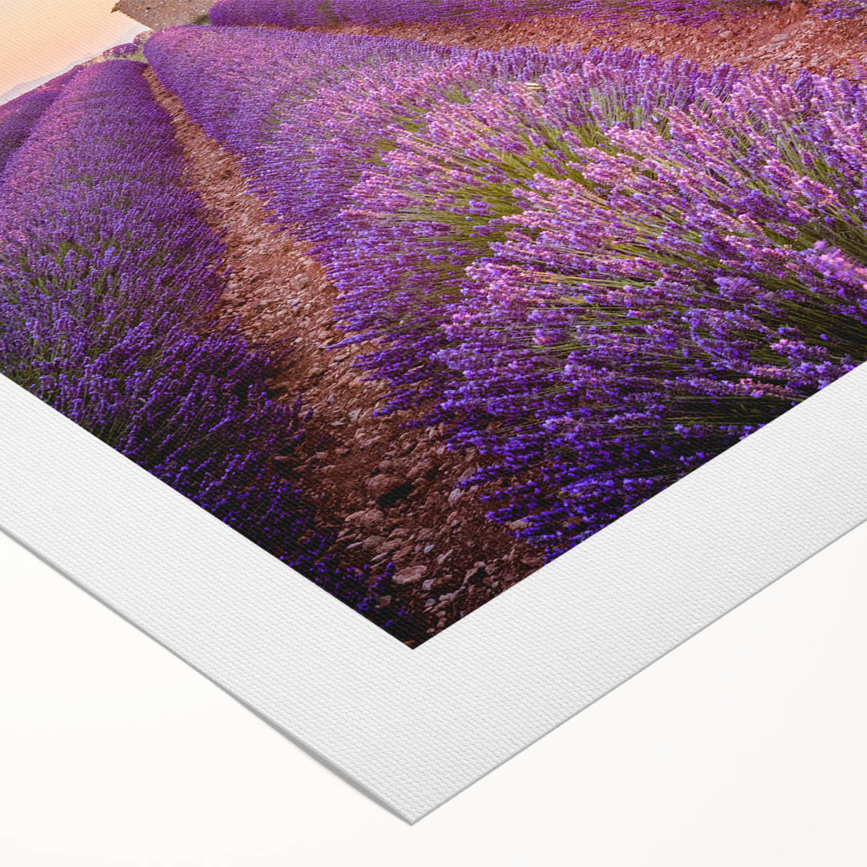 Art deco poster of a Provence landscape in soft pastel shades on rolled canvas, suitable for dining room walls.