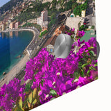 Large abstract wall art depicting a South of France landscape in mid-century modernist style on acrylic glass.