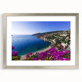 Extra large abstract art print depicting a textured European scenery in muted earth tones, framed in silver.