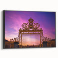 Black and white framed canvas of Versailles landscape, vintage poster style, ideal for bedroom wall art.