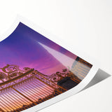 Extra large wall art featuring line art flowers in subtle pastel shades on a rolled canvas.