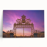 Black and white print of the Versailles Palace on stretched canvas, suitable for kitchen art.