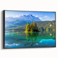 Black and white framed canvas of a Bavarian landscape, ideal for bedroom wall art.