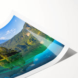 Extra large rolled print of Bavarian scenery with line art flowers in pastel shades, ideal for large living room wall art.