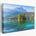 Panoramic view of Bavarian landscape on large stretched canvas, with lush green tones, ideal for kitchen wall art.