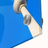 Large abstract wall art featuring a mid-century modernist Berlin cityscape in muted gray and blue tones.