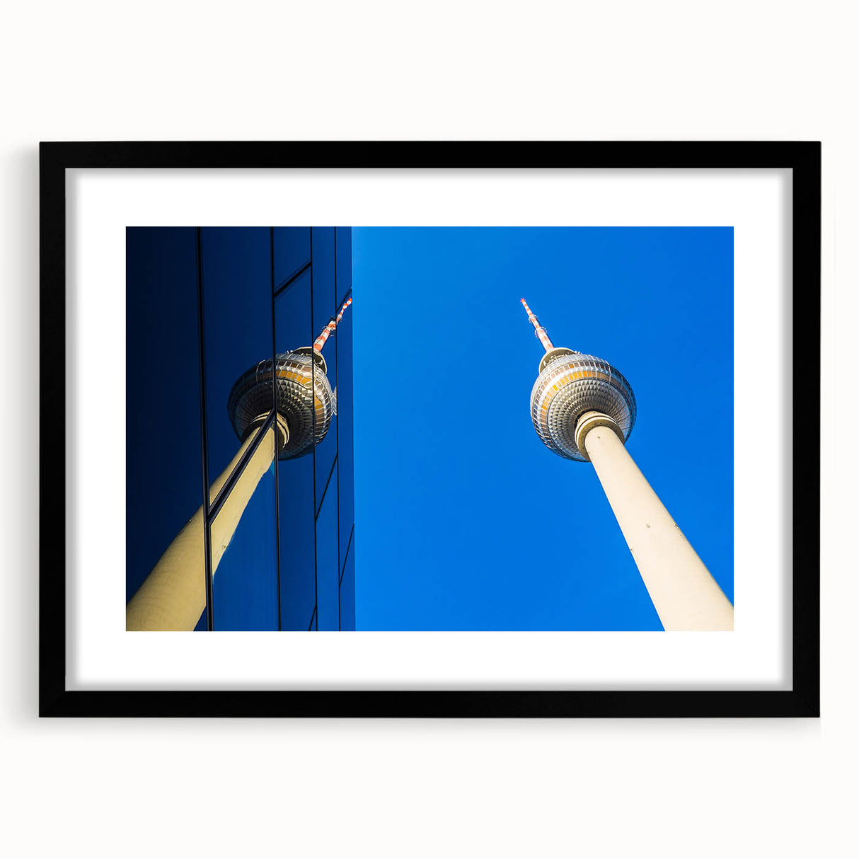 Extra large abstract art print depicting vibrant, textured scenery of Berlin on a framed canvas, ideal for living room decor.