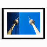 Extra large abstract art print depicting vibrant, textured scenery of Berlin on a framed canvas, ideal for living room decor.