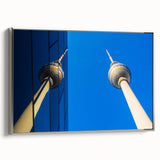 Framed canvas landscape art painting of Berlin with vibrant colors on a black background, ideal for living room decor.