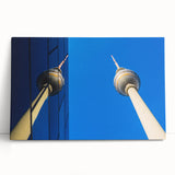 Large black and white stretched canvas of Berlin cityscape, ideal for kitchen wall art.